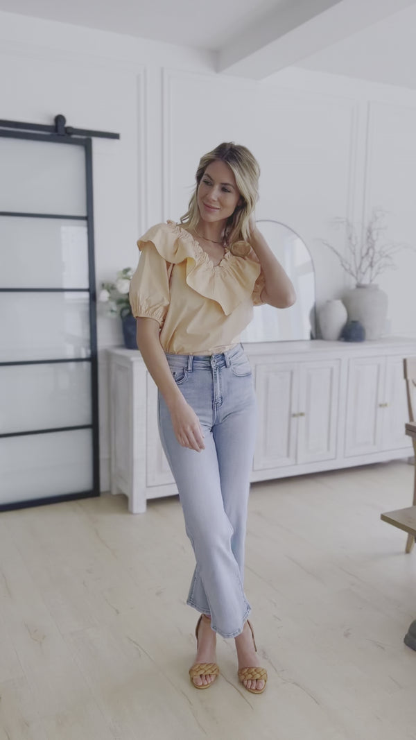 Peach Ruffle Blouse