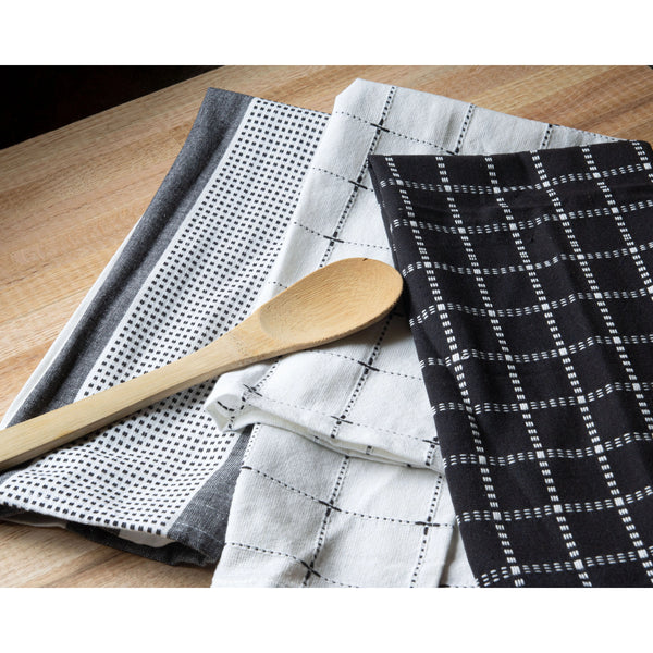 Set of 3 Logan Tea Towels Black