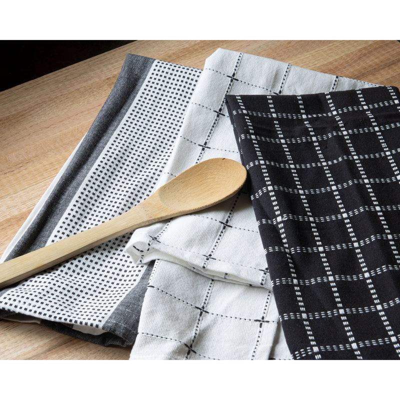 Set of 3 Logan Tea Towels Black