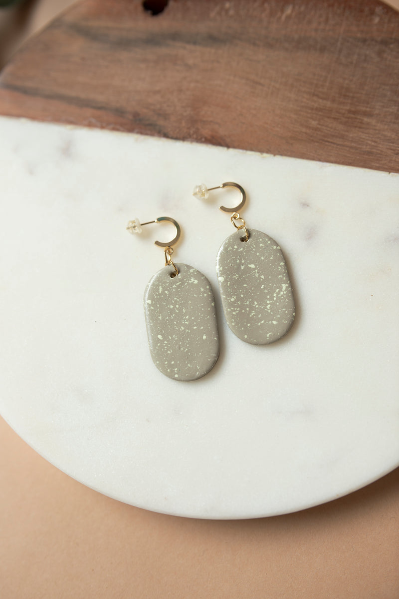 OLIVE SPECKLED CLAY EARRINGS