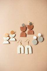 TERRACOTTA AND OLIVE CLAY EARRINGS